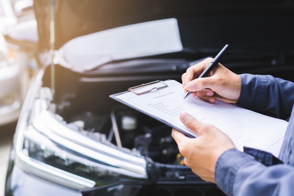 Mechanic working on a car